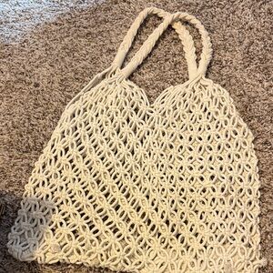 Cream Macrame Tote Bag